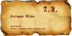 Kulman Mike névjegykártya